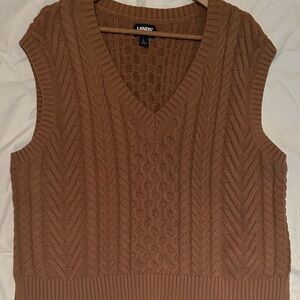 Lands' End Tan Cable Knit Vest